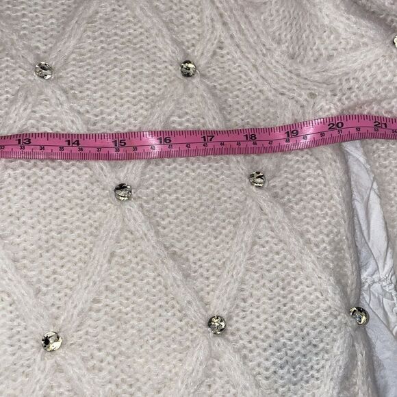 NWT 478.00- ELEVEN SIX ZARIA SWEATER IVORY W/BEADS XS/S OVERSIZED CROP HAND KNIT - Picture 10 of 13
